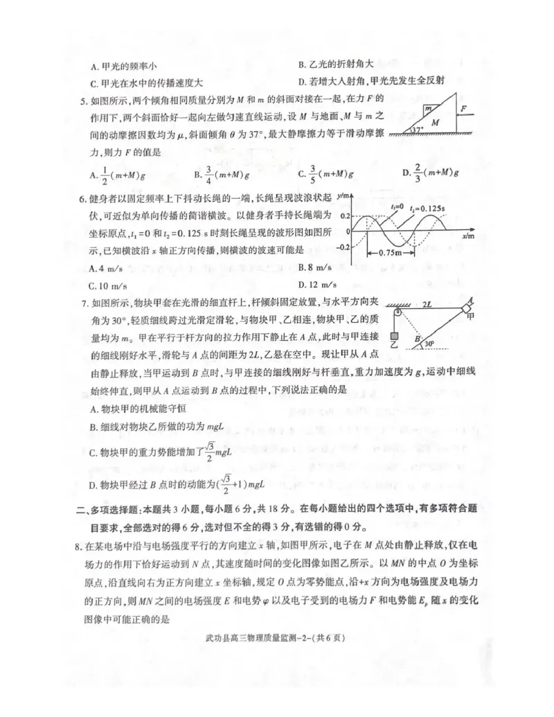 武功县2026届11月高三质量监测物理_251113陕西省咸阳市武功县2026届11月高三质量监测（全科）