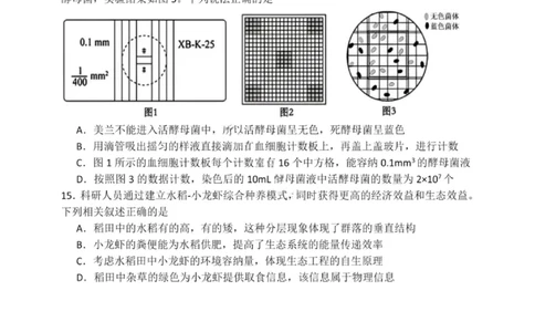 大连滨城高中联盟2025-2026学年度上学期高三期中Ⅱ考试生物_2025年12月_251205大连滨城高中联盟2025-2026学年度上学期高三期中Ⅱ考试（全科）