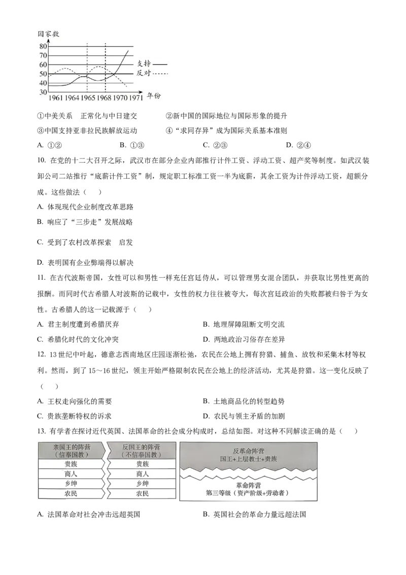 湖北省仙桃中学2025-2026学年高三上学期期中考试历史试题（原卷版）_251110湖北省仙桃中学2026届高三上学期期中考试（全科）