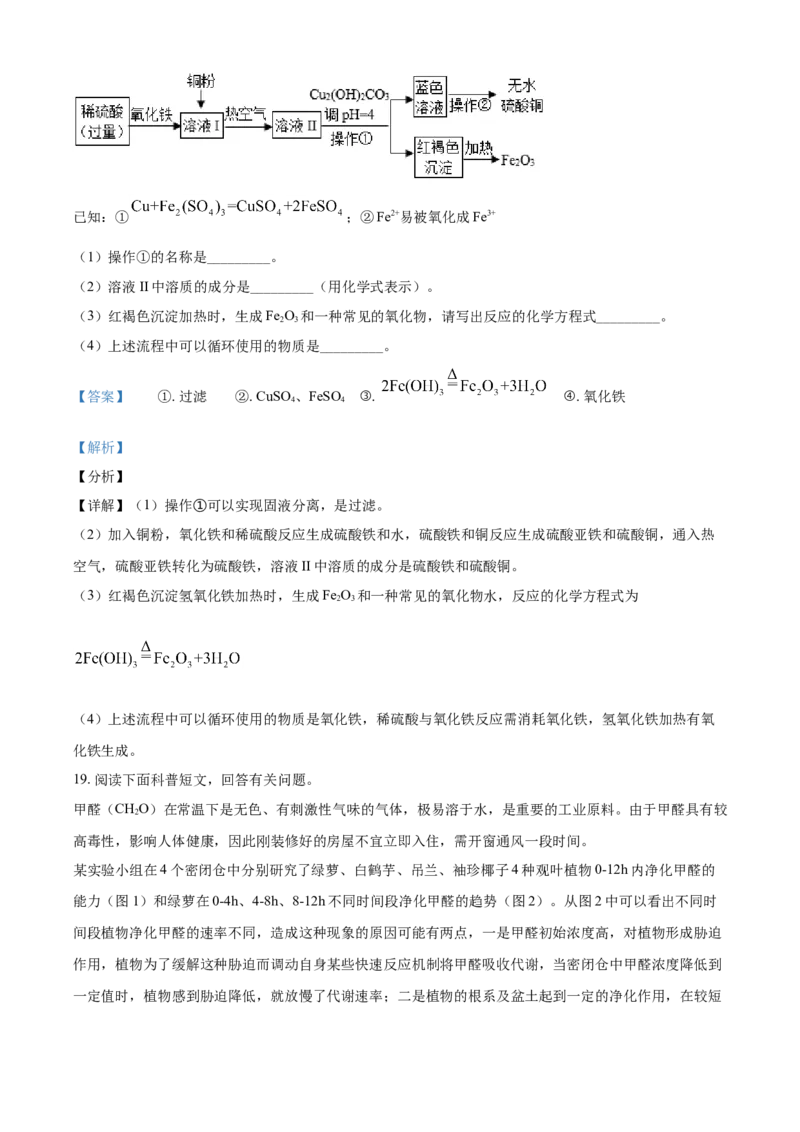 甘肃省兰州市2021年中考化学试题(A卷)（解析版）_中考真题_5.化学中考真题2015-2024年_2021年中考化学真题（83份）_兰州化学A