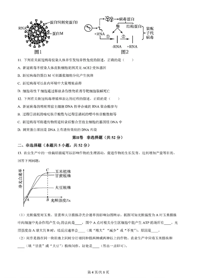 2024年天津市八所重点学校高三毕业班联-生物原卷版(1)_2024年1月_021月合集_2024届天津市八所重点学校高三毕业班联