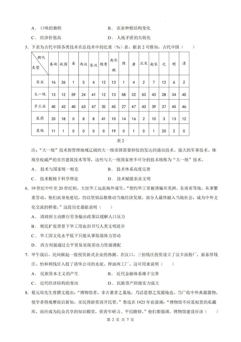 历史-厦泉五校2024-2025学年高二年级第二学期历史学科期末考联考（命题人-泉州十一中）_2025年7月_250710福建省厦泉五校2024-2025学年高二下学期期末联考