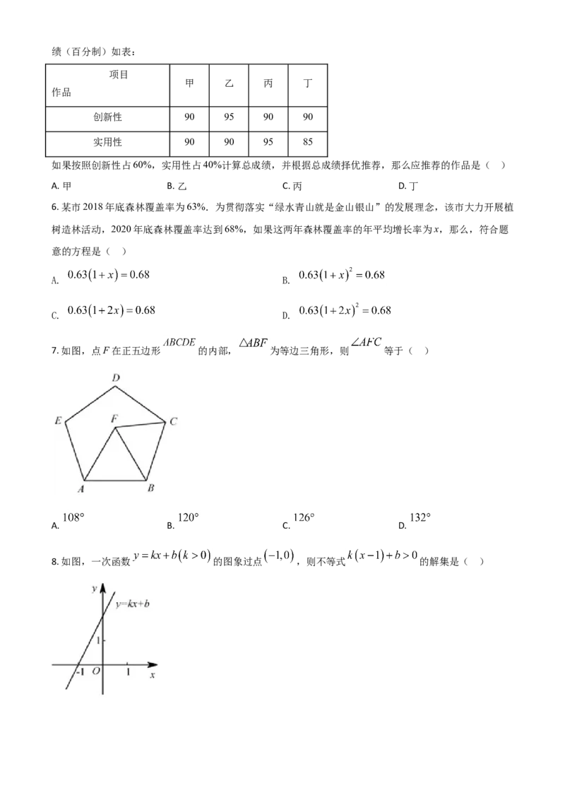 福建省2021年中考数学试卷（原卷版）_中考真题_2.数学中考真题2015-2024年_2021中考数学真题86份_2021福建_福建数学
