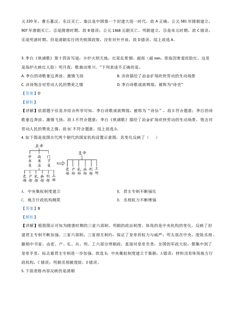 湖南省衡阳市2021年中考历史试题（解析版）_中考真题_6.历史中考真题2015-2024年_2021中考历史真题102份_​2021衡阳历史​