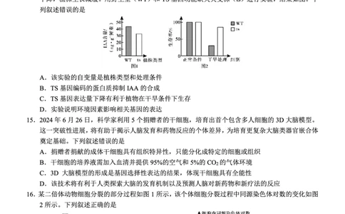 南宁三中2025年5月高三二模生物试卷_2025年6月_250601广西南宁三中2025届毕业班五月第二次适应性测试（全科）_南宁三中2025届毕业班五月第二次适应性测试生物