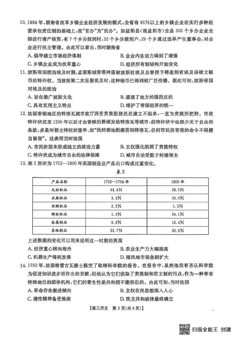 贵州省2026届高三上学期10月联考（26-78C）历史_251104金太阳&middot;贵州省2026届高三上学期10月联考（26-78C）_贵州省2026届高三上学期10月联考（26-78C）历史