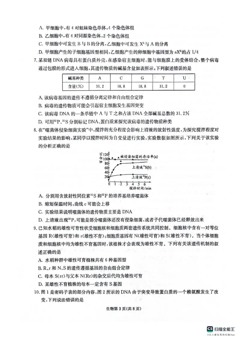 四川省绵阳南山中学2025-2026学年高三上学期11月月考生物试题（含答案）_251127四川省绵阳南山中学2025-2026学年高三上学期11月月考