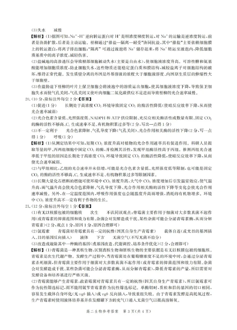 6高二期末生物答案_2025年6月_250613河北省2025年高二年级第二学期期末模拟检测（全科）(1)_河北省2024-2025学年高二下学期期末模拟检测生物试题