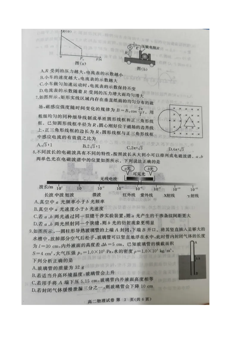 湖北省黄冈市2024-2025学年高二下学期期末质量监测物理试卷（图片版，含解析）_2025年7月_250704湖北省黄冈市2024-2025学年高二下学期期末质量监测（全科）