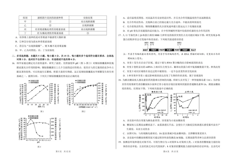 山东省日照第一中学2025-2026学年高三上学期12月学术标准能力测试（TDA）生物试题_2025年12月_251229中学生标准学术能力（TDA）诊断性测试2025-2026学年高三上学期12月测试（全科）