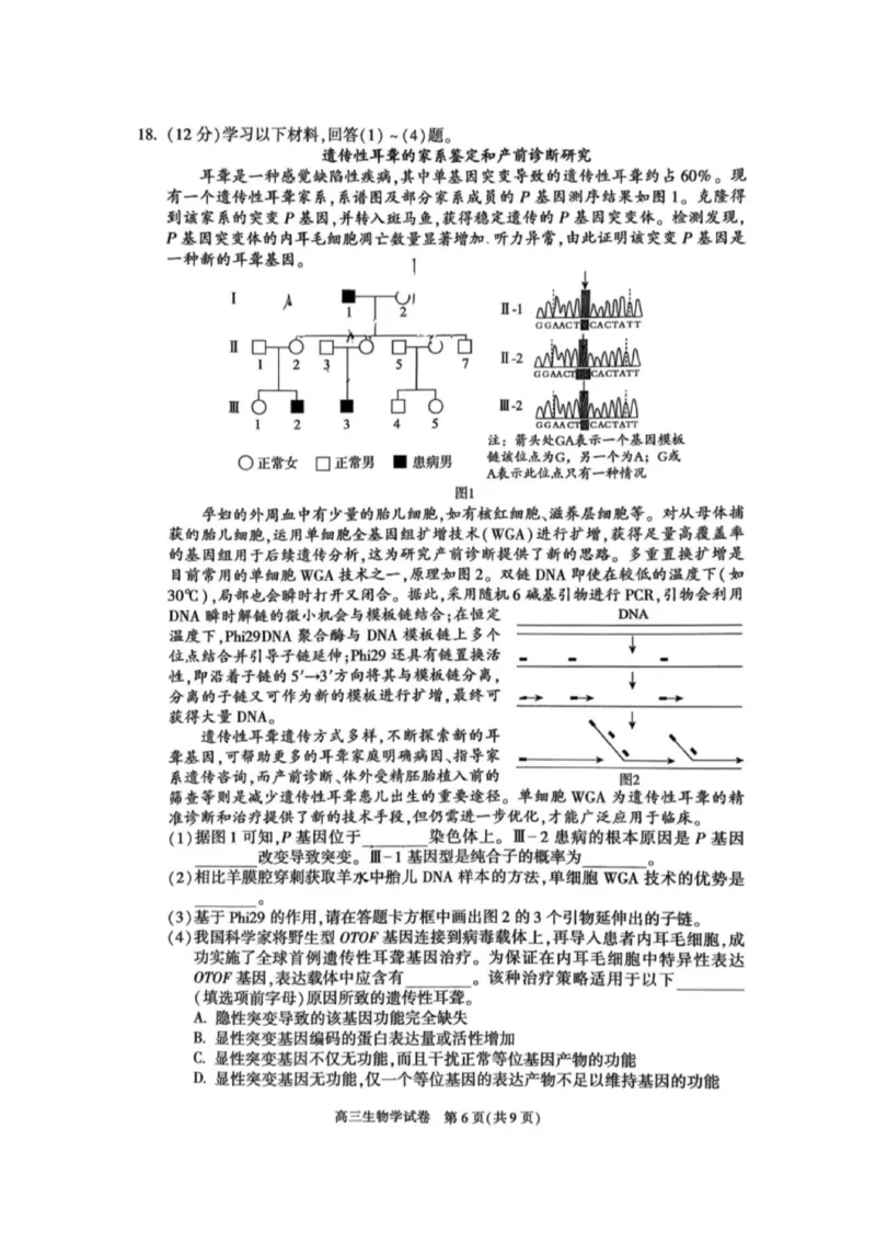 北京市朝阳区2025-2026学年高三上学期期中质量监测生物试卷（含答案）_251109北京市朝阳区2025-2026学年高三上学期期中质量检测（全科）