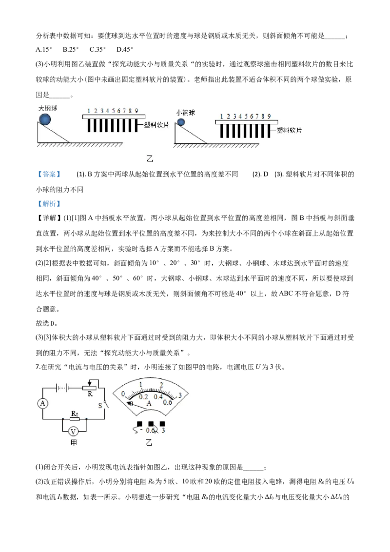 精品解析：2020年浙江省温州市中考物理试题（解析版）_中考真题_4.物理中考真题2015-2024年_2020中考物理真题110份_2020年中考真题精品解析物理（浙江温州卷）精编word版