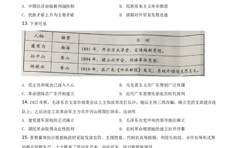 精品解析：2021年广东省中考历史试题（原卷版）_中考真题_6.历史中考真题2015-2024年_地区卷_广东省_广东历史（广东省统一试卷）08-21