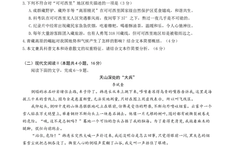 ======语文试题_2025年6月_250602安徽省马鞍山二中2025届高三年级高考适应性考试（全科）_卷word