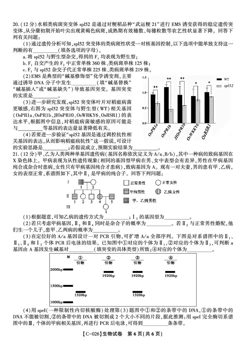 生物试题&middot;江西省九校重点中学2026届高三年级第一次联合考试_251121江西省九校重点中学2026届高三年级第一次联合考试（全科）