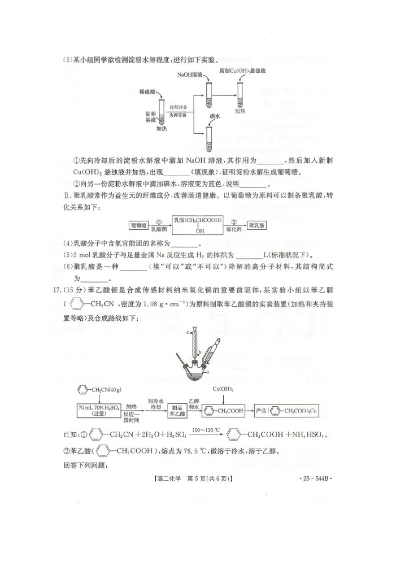 河北省邢台市卓越联盟2024-2025学年高二下学期第三次考试（6月）化学试卷（含答案）_2025年6月_250616河北省邢台市卓越联盟2024-2025学年高二下学期第三次考试（金太阳544B）（全科）(1)