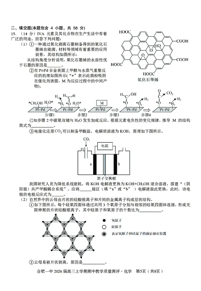 化学合肥一中2026届高三上学期期中教学质量检测_251115安徽省合肥一中2026届高三上学期期中教学质量检测（全科）