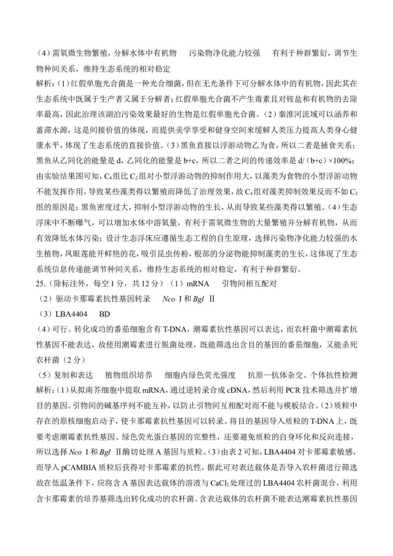 参考答案_2025年6月_2506022025届高考生物学热点核心卷新高考卷_2025届高考生物学热点核心卷新高考卷一（含解析）