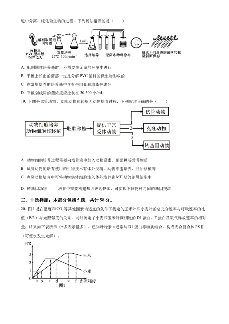 2026届江苏省南京市鼓楼区南京市第二十九中学模拟预测生物试题Word版无答案_2025年7月_250728江苏省南京市第二十九中学2026届高三上学期模拟预测试题
