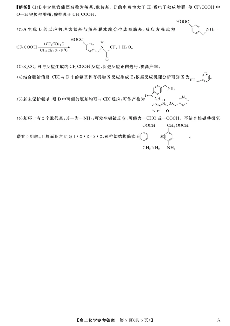 25029B-化学DA-A_2025年7月_250715福建省百校2024-2025学年高二下学期期末联考（全科）_答案