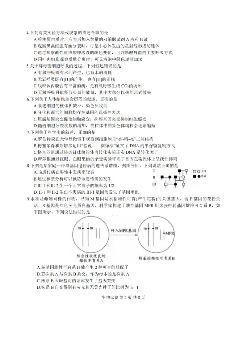 江苏省扬州市2025-2026学年高三上学期11月期中考试生物试题（含答案）_251122江苏省扬州市2025-2026学年高三上学期期中检测（全科）