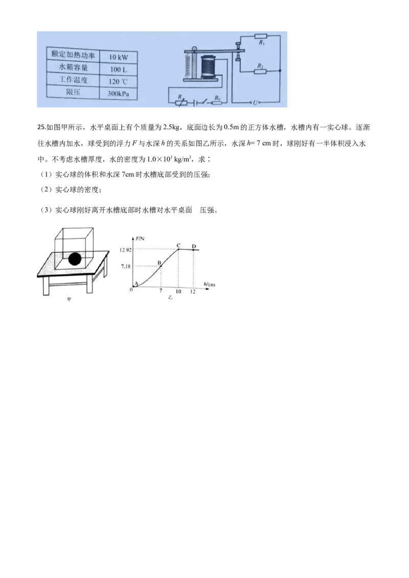 精品解析：2020年云南省中考物理试题（原卷版）_中考真题_4.物理中考真题2015-2024年_2020中考物理真题110份_2020年中考真题精品解析物理（云南卷）精编word版