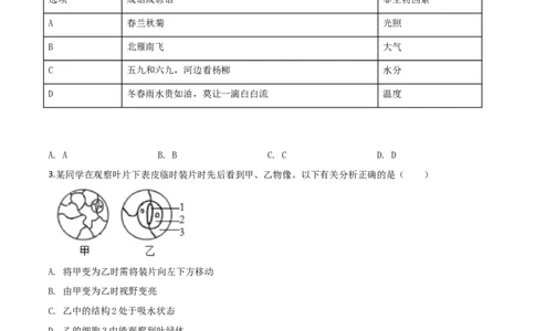精品解析：2019年山东省潍坊市中考生物试题（原卷版）_中考真题_8.生物中考真题2015-2024年_2019年全国中考生物92份_精品解析：山东省潍坊市2019年中考生物试题