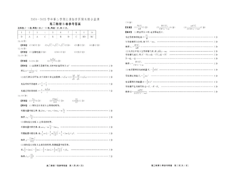 安徽省江淮协作区2024-2025学年高二下学期期末联合监测物理（B）试卷（含答案）_2025年7月_250711安徽省江淮协作区2024-2025学年高二下学期期末联合监测（全科）