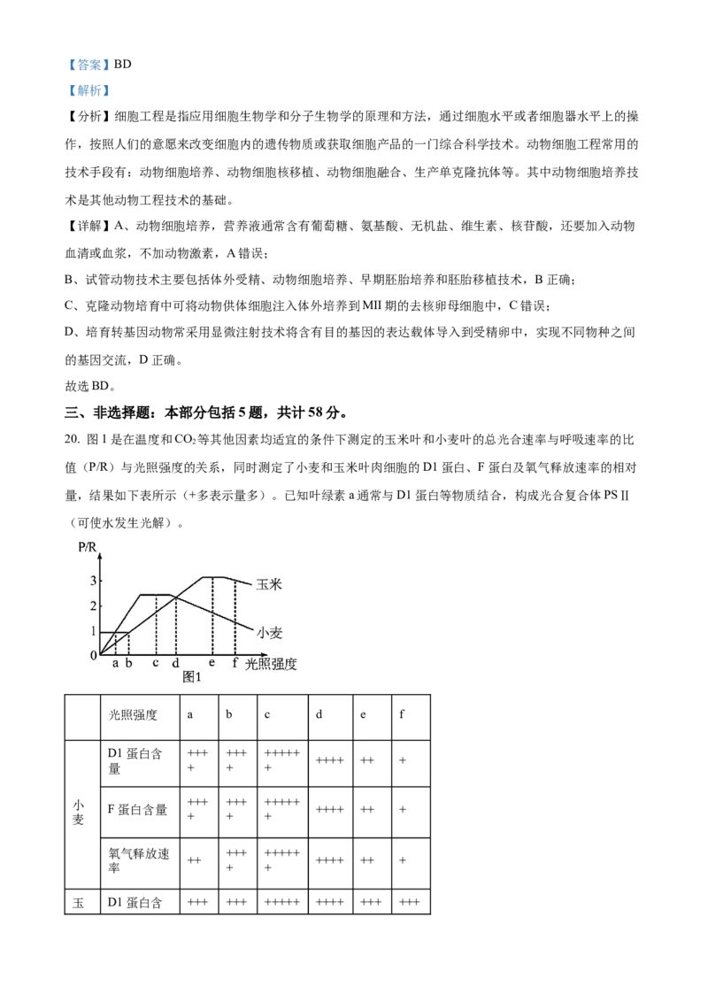 2026届江苏省南京市鼓楼区南京市第二十九中学模拟预测生物试题Word版含解析_2025年7月_250728江苏省南京市第二十九中学2026届高三上学期模拟预测试题