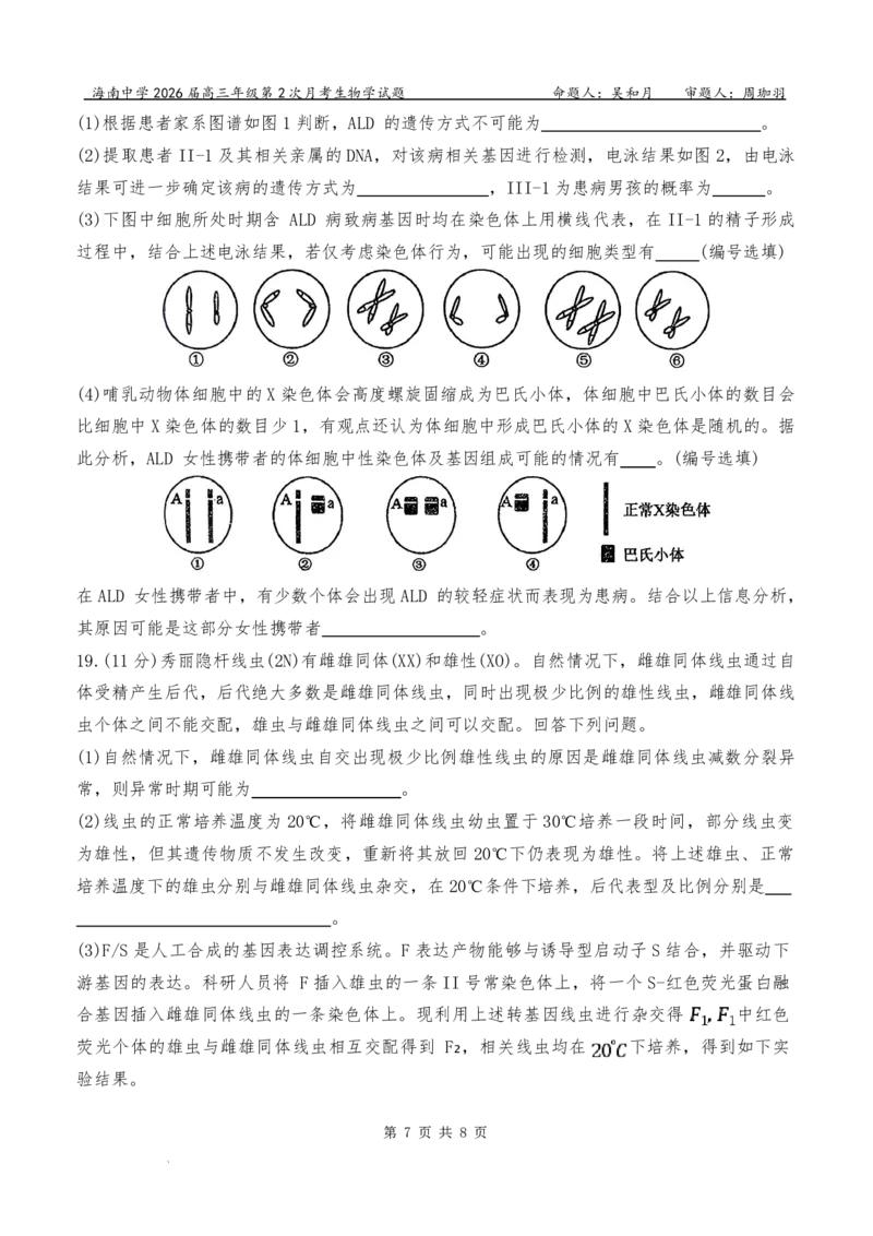 海南中学2026届高三年级11月第二次月考生物_251117海南省海南中学2026届高三年级11月第二次月考（全科）