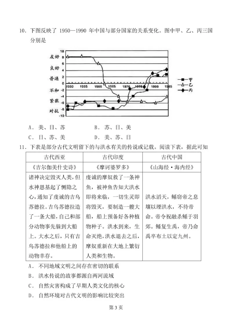 历史月考三_2025年12月_251222陕西省西安中学2025-2026学年高三上学期质量检测（三）（全科）_陕西省西安中学2025-2026学年高三上学期质量检测历史试卷（三）（含答案）
