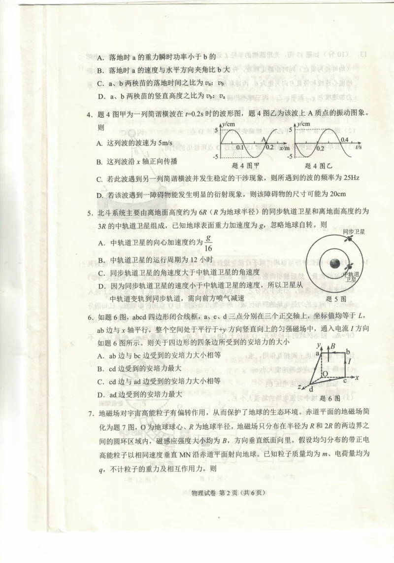 2024届重庆市主城区高三上学期学业质量调研抽测（第一次）物理试卷_2024年1月_01每日更新_20号_2024届重庆主城区高学业质量调研抽测(第一次)