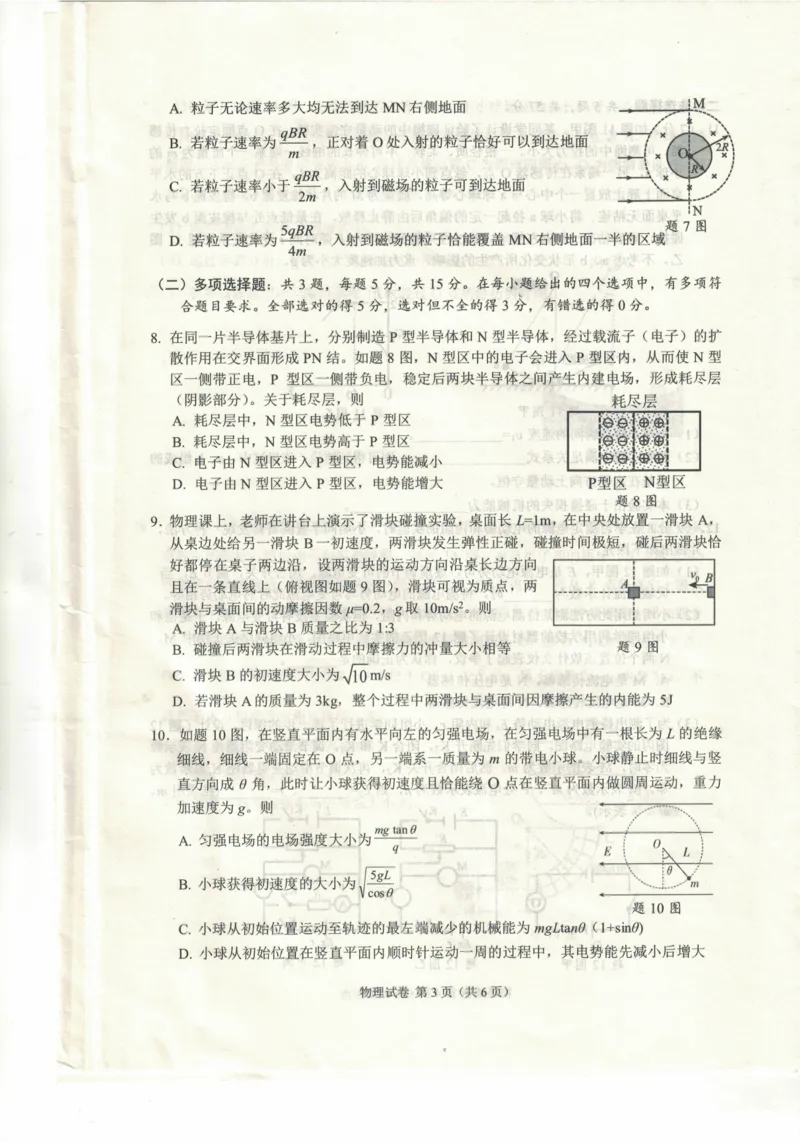 2024届重庆市主城区高三上学期学业质量调研抽测（第一次）物理试卷_2024年1月_01每日更新_20号_2024届重庆主城区高学业质量调研抽测(第一次)