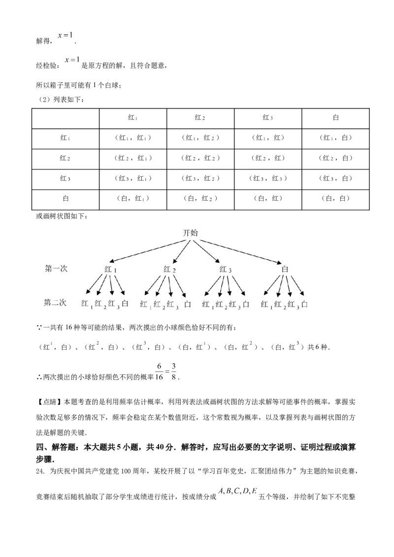甘肃省武威市、定西市、平凉市、酒泉市、庆阳市2021年中考数学试卷（解析版）_中考真题_2.数学中考真题2015-2024年_2021中考数学真题86份_2021甘肃_定西数学