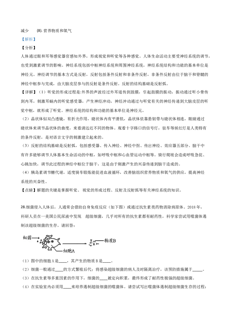 精品解析：2019年山东省潍坊市中考生物试题（解析版）_中考真题_8.生物中考真题2015-2024年_2019年全国中考生物92份_精品解析：山东省潍坊市2019年中考生物试题