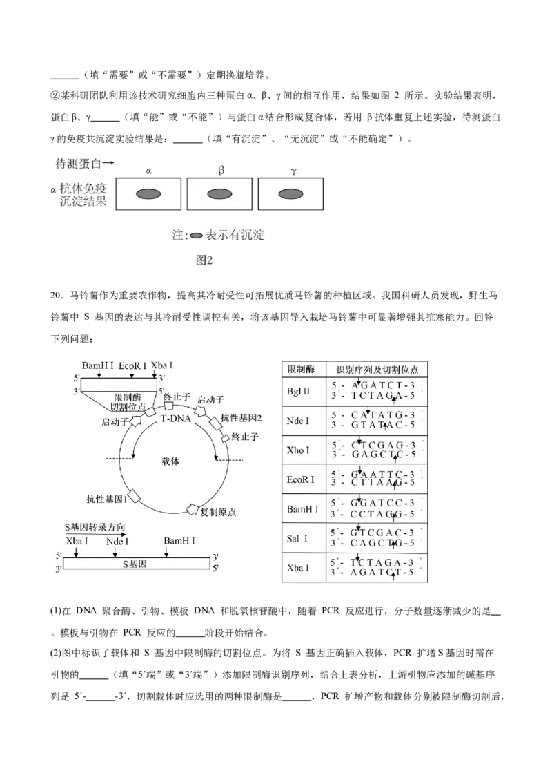 安徽省合肥一六八中学2024-2025学年高二下学期期末考试生物试卷（含答案）_2025年7月_250729安徽省合肥市合肥一六八中学2024-2025学年高二下学期期末考试（全科）