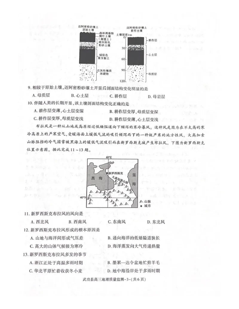 武功县2026届11月高三质量监测地理_251113陕西省咸阳市武功县2026届11月高三质量监测（全科）