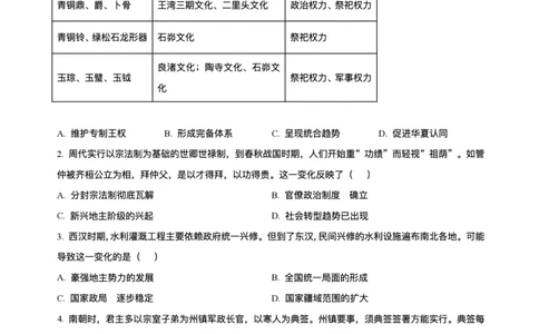 湖南省长沙市雅礼中学2024-2025学年高二上学期期末考试历史试题+解析_2025年7月_250703湖南省长沙市雅礼中学2024-2025学年高二下学期6月期末（全科）