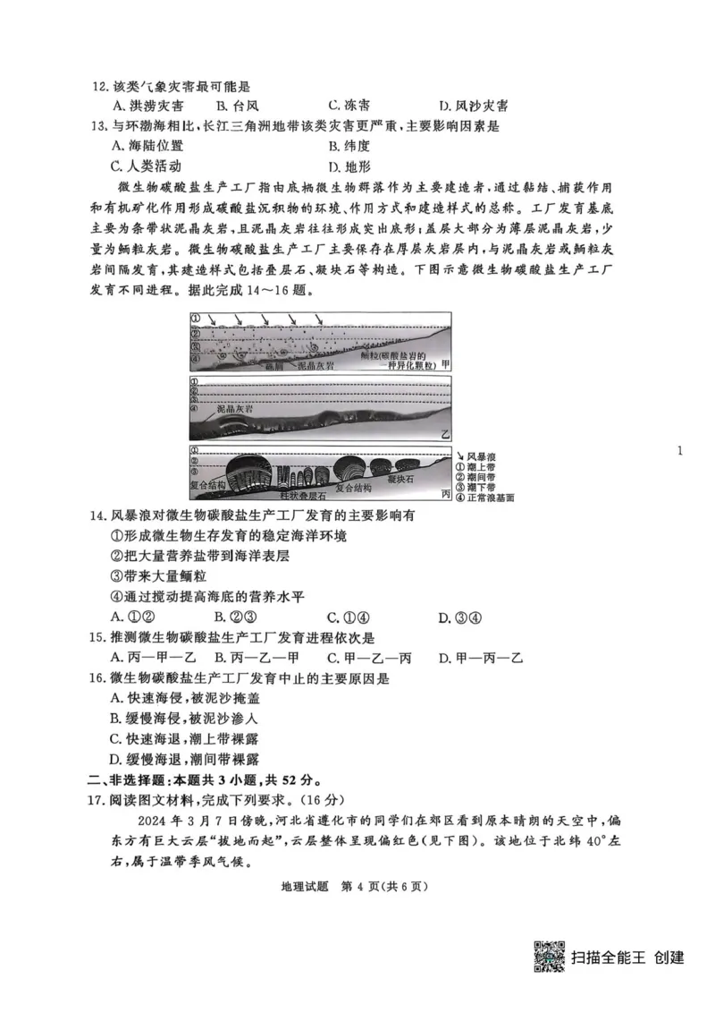 河南省青桐鸣2024-2025学年高二下学期6月大联考地理试卷（含答案）_2025年6月_250619河南省青桐鸣大联考2026届高二6月联考（全科）