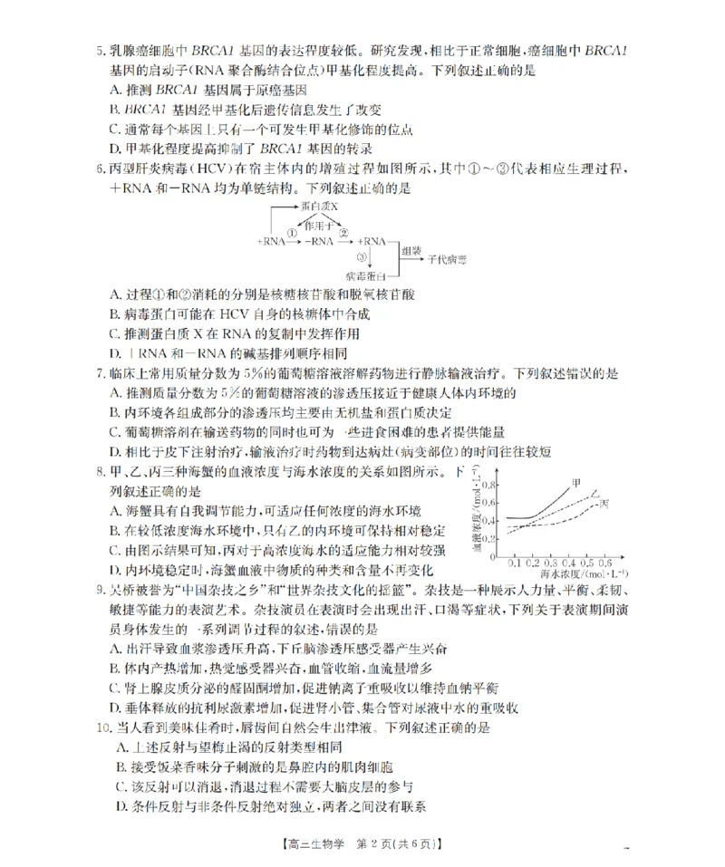 河北省2026届高三年级上学期期中考试（26-111C）生物_2025年12月_251210金太阳&middot;河北省2026届高三年级上学期期中考试（26-111C）（全科）