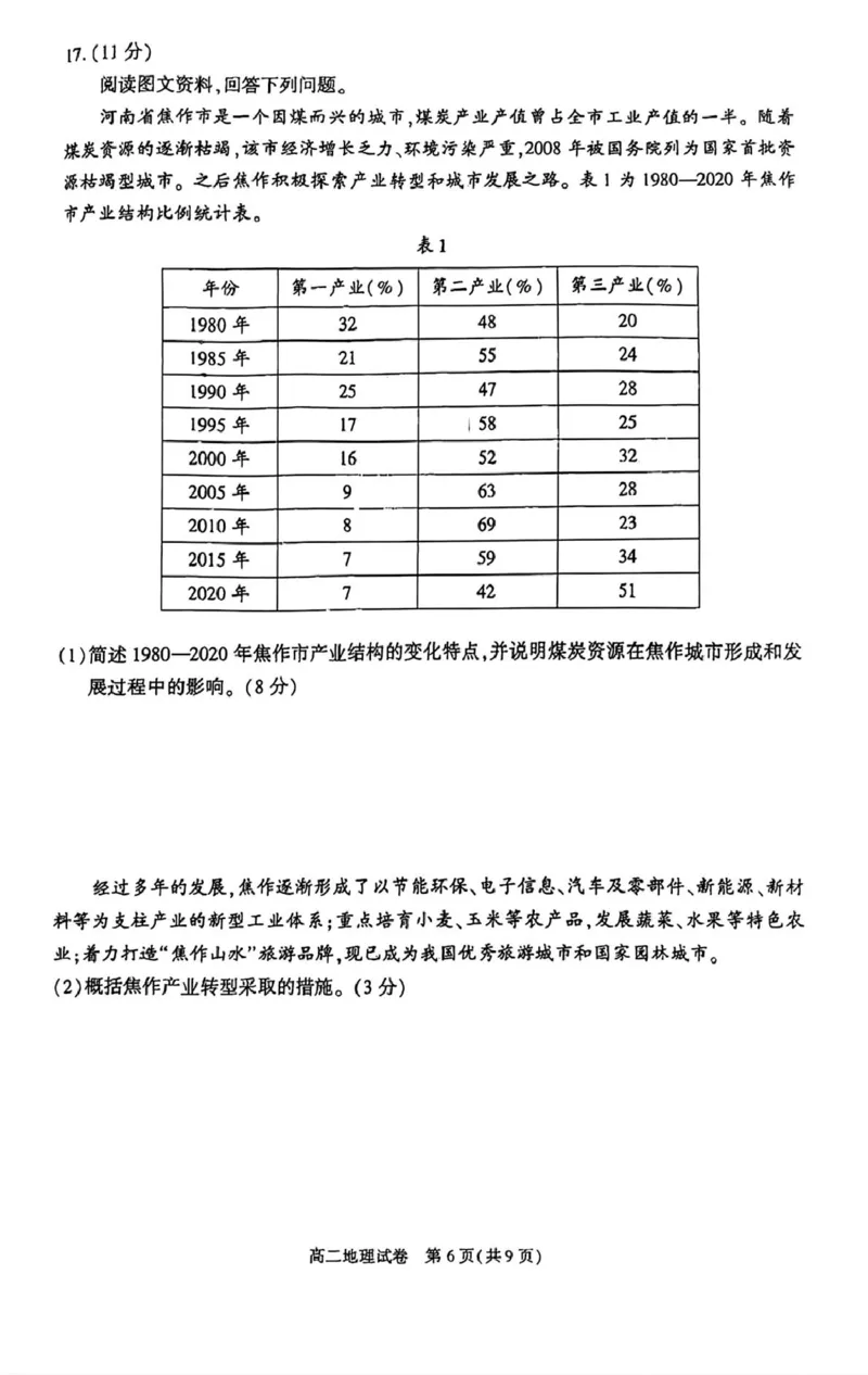 北京市朝阳区2024-2025学年高二下学期期末地理试题（含答案）_2025年7月_250709北京市朝阳区2024-2025学年高二下学期期末（全科）