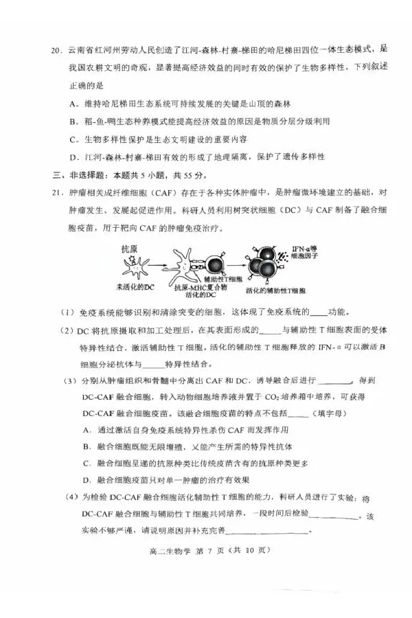 内蒙古赤峰市2024-2025学年高二下学期期末联考生物试卷（图片版，有答案）_2025年7月_250720内蒙古赤峰市2024-2025学年高二下学期期末联考
