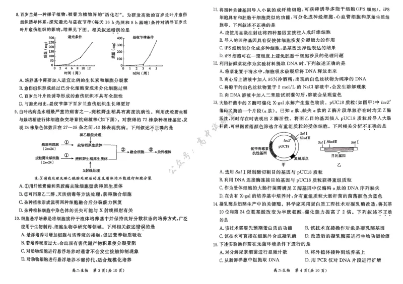 北京市东城区2024-2025学年度高二第二学期期末统一检测生物学试卷（含答案）_2025年7月_250728北京市东城区2024-2025学年高二下学期期末考试（全科）