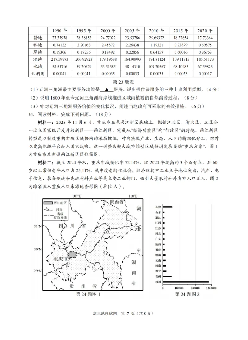 地理卷-2512诸暨诊断_2025年12月_251208浙江省诸暨市2025年12月高三诊断性考试（全科）