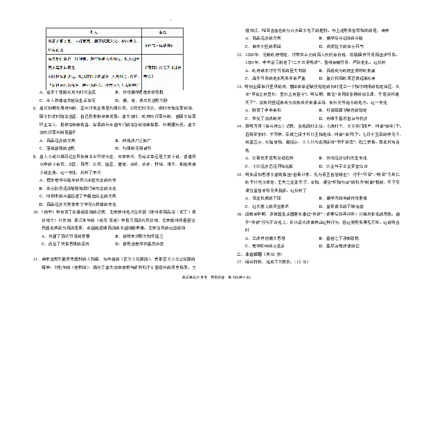 宁夏回族自治区银川一中2025-2026学年高三上学期第三次月考历史试卷（含答案）_251101宁夏回族自治区银川一中2026届高三年级第三次月考（全科）