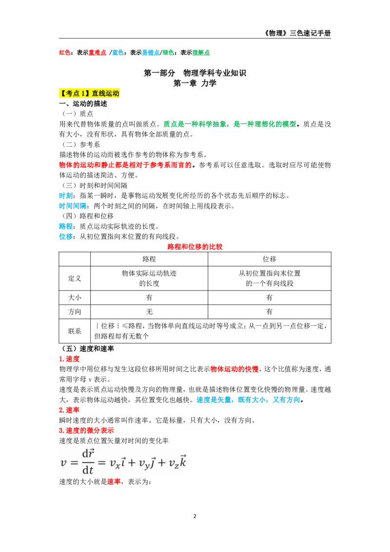教师资格《（高中）物理》三色速记手册_4-教培资料-26年最新资料-同步更新_初中高中教资_03科三专项（进去保存报考的学科即可）_03科三初高中三色笔记（无水印版）_高中