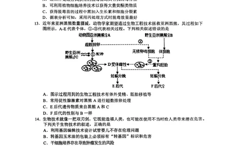 江苏省盐城市2024-2025学年高二下学期期末考试生物试卷（含答案）_2025年6月_250625江苏盐城市2024-2025学年高二下学期期末考试（全科）