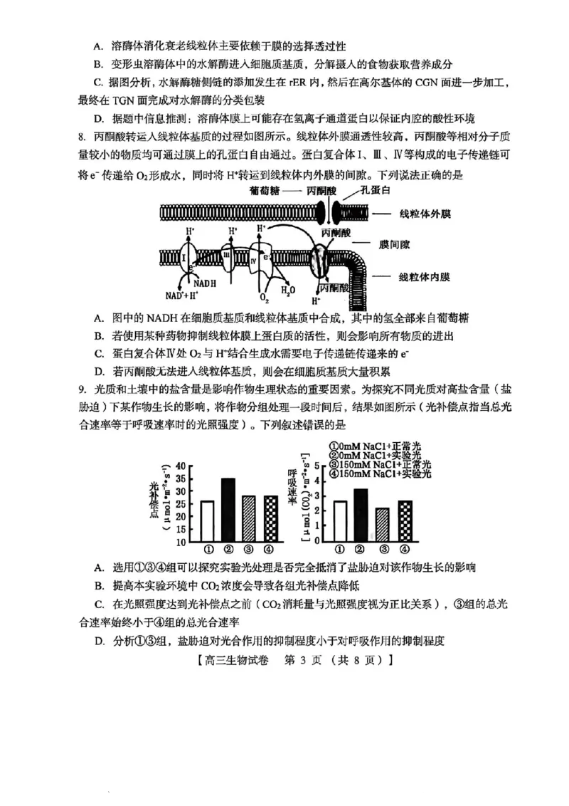 三门峡市2025&mdash;2026学年度高三阶段性考试生物_251109河南省三门峡市2025&mdash;2026学年度高三阶段性考试（全科）