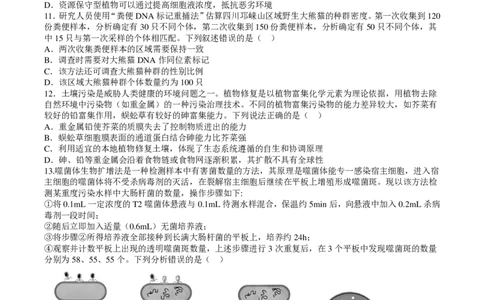 四川省成都市第七中学2024~2025学年度下期高2025届高考热身考试生物_2025年6月_250602四川省成都市第七中学2024~2025学年度下期高2025届高考热身考试（全科）