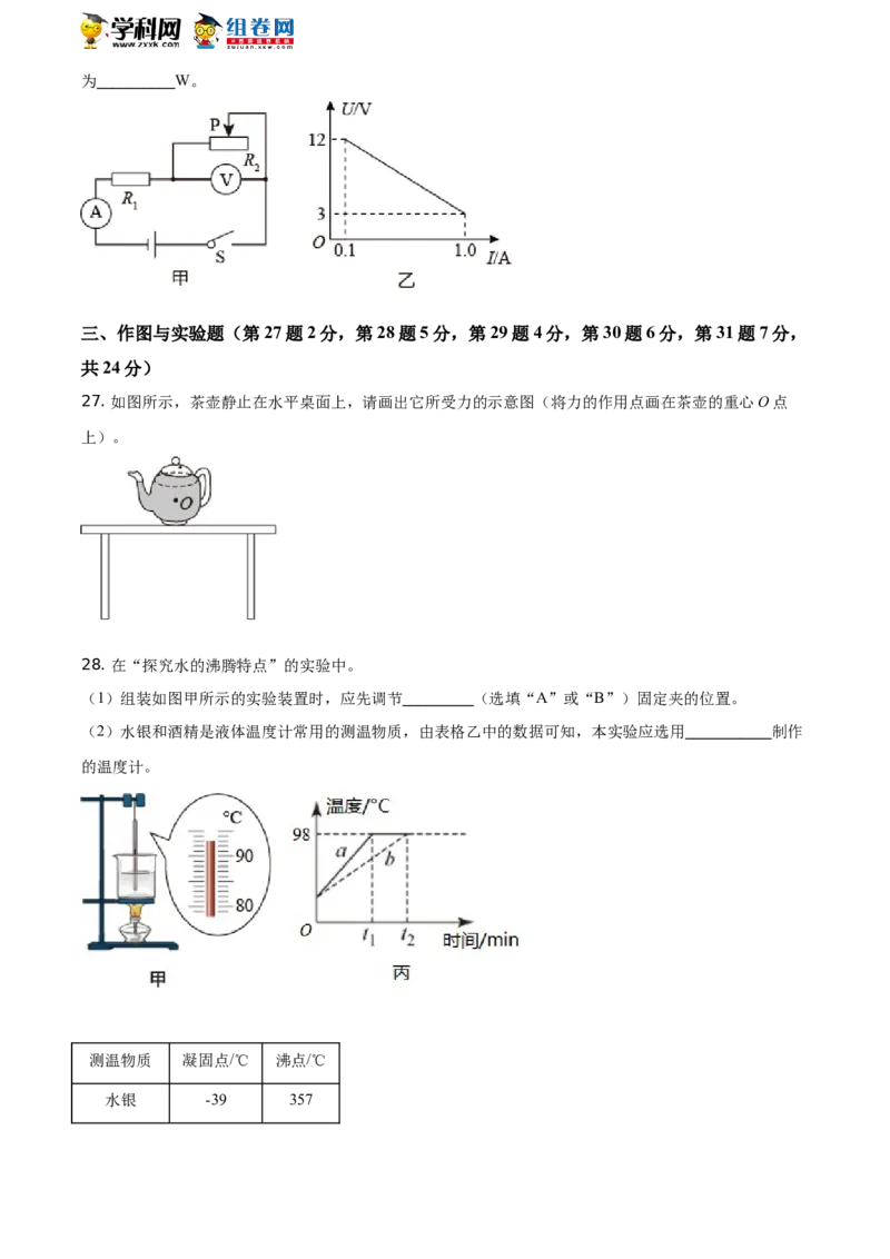 精品解析：2021年山东省临沂市中考物理真题（原卷版）_中考真题_4.物理中考真题2015-2024年_地区卷_山东省_临沂物理08-22
